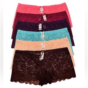 Bodymate Assorted Bundle of 6 Stretch Lace Boyshort Panties Size 3XL